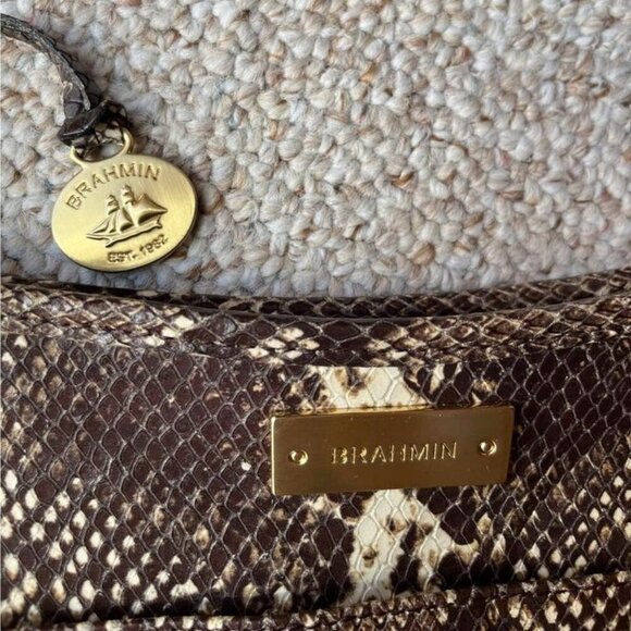 Brahmin Python Print Luxury Leather Shoulder or Crossbody Bag - Picture 8 of 12